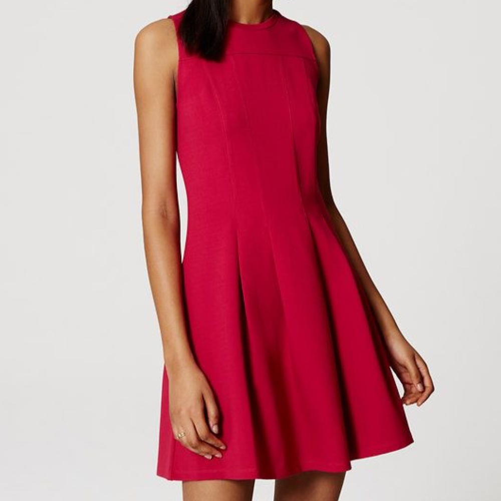 Loft Pleated Flare Dress Sleeveless Size 12